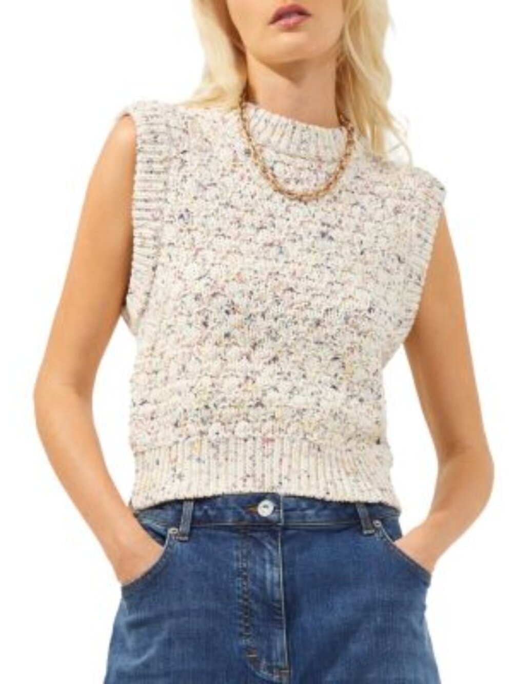 French Connection Kasper Textured Knit Sleeveless Sweater